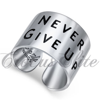 Серебряное кольцо never give up