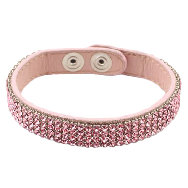 Женский кожаный браслет розовый с кристаллами Сваровски