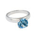 кольцо с голубым камнем Сваровски купить, кольцо с одним голубым камнем купить